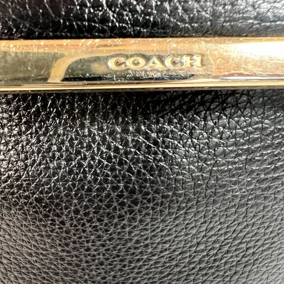 Coach Black Leather Double-Zip Satchel Cross Body Bag two Handles 2014 Madison - Picture 7 of 12